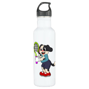 Dog at Tennis with Tennis racket 710 Ml Water Bottle