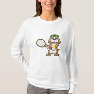 Dog at Tennis with Tennis racket & Cap T-Shirt