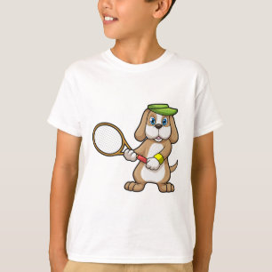 Dog at Tennis with Tennis racket & Cap T-Shirt