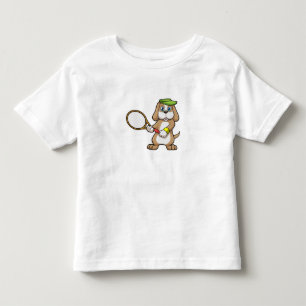 Dog at Tennis with Tennis racket & Cap Toddler T-Shirt
