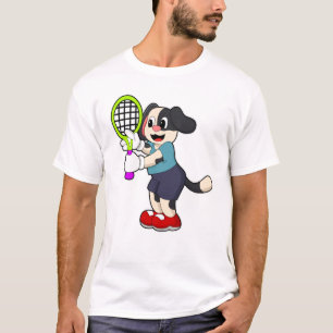 Dog at Tennis with Tennis racket T-Shirt