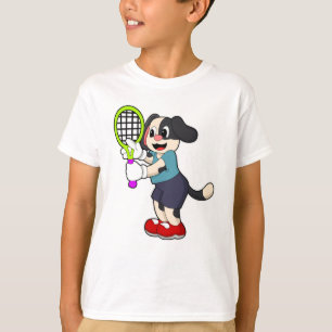Dog at Tennis with Tennis racket T-Shirt