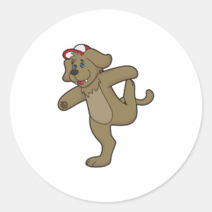 Dog at Yoga Fitness Classic Round Sticker