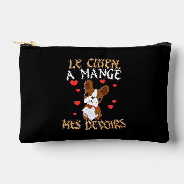 Dog Ate My Homework - Learning French Quote Accessory Pouch (Front)