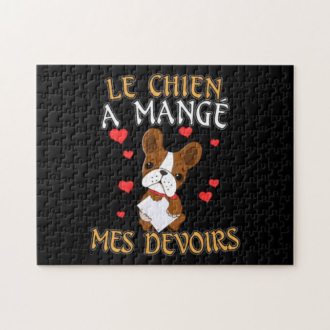 Dog Ate My Homework - Learning French Quote Jigsaw Puzzle (Horizontal)