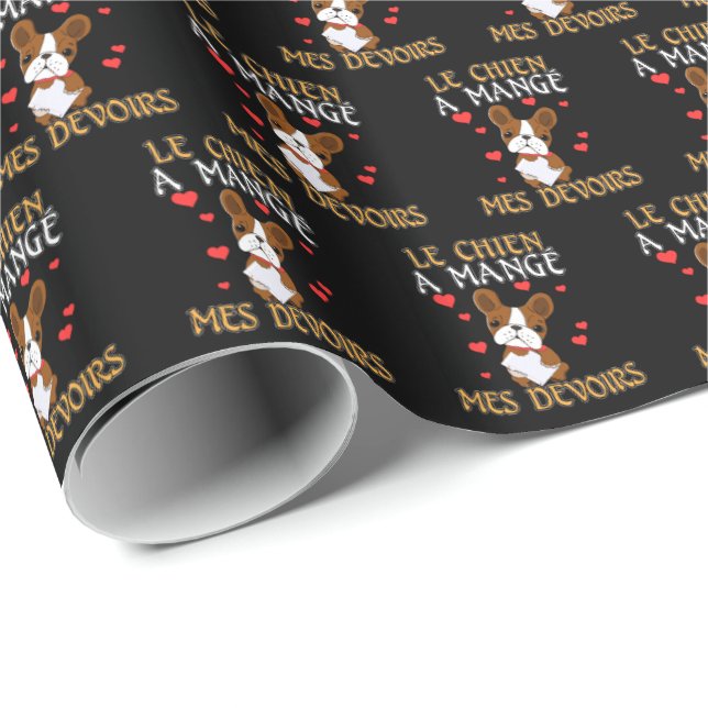 Dog Ate My Homework - Learning French Quote Wrapping Paper (Roll Corner)
