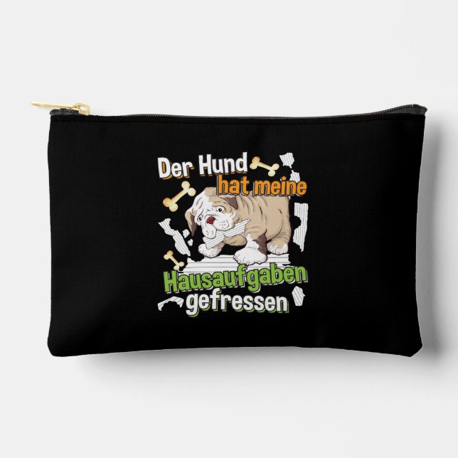 Dog Ate My Homework - Learning German Quote Accessory Pouch (Front)