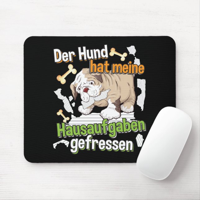 Dog Ate My Homework - Learning German Quote Mouse Mat (With Mouse)