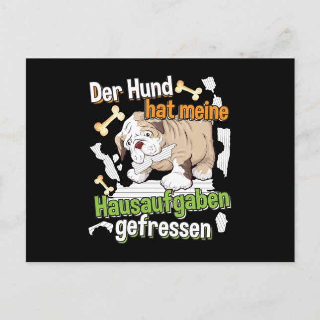 Dog Ate My Homework - Learning German Quote Postcard (Front)