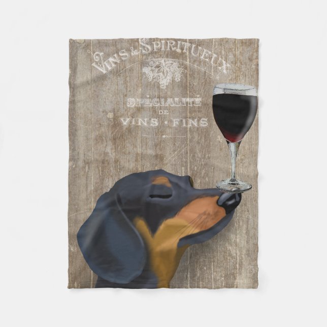 Dog Au Vin Dachshund Fleece Blanket (Front)