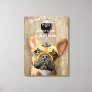 Dog Au Vin, French Bulldog Canvas Print