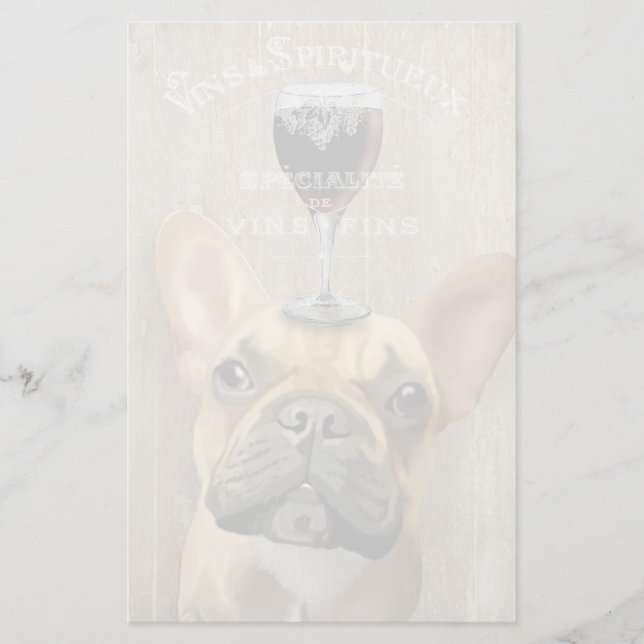 Dog Au Vin, French Bulldog Stationery (Front)