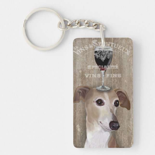 Dog Au Vin Greyhound Key Ring (Front)