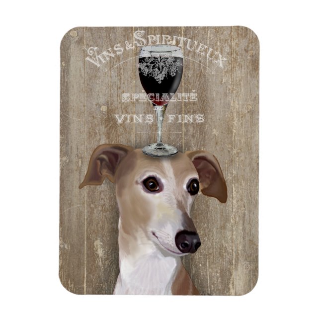 Dog Au Vin Greyhound Magnet (Vertical)