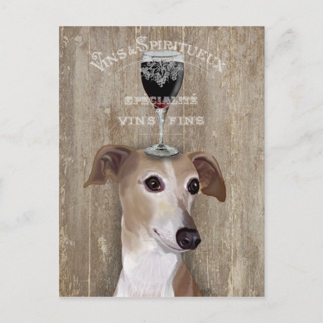 Dog Au Vin Greyhound Postcard (Front)