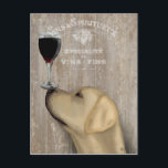 Dog Au Vin Yellow Labrador Postcard<br><div class="desc">Dog Au Vin Yellow Labrador by Fabfunky. Features a yellow lab with wine. | 190958D</div>