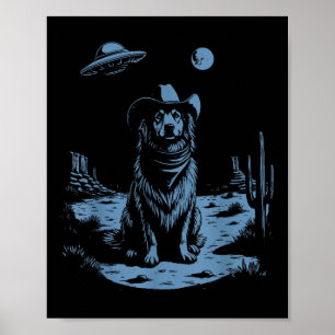 Dog Australian Shepherd Aussie Vintage Ufo Western Poster