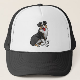Dog - Australian Shepherd - Black Tri Trucker Hat