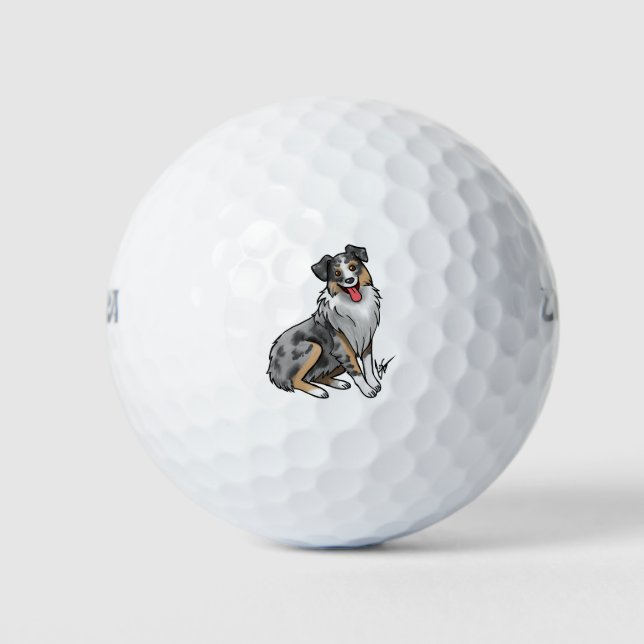 Dog - Australian Shepherd - Blue Merle Golf Balls (Front)