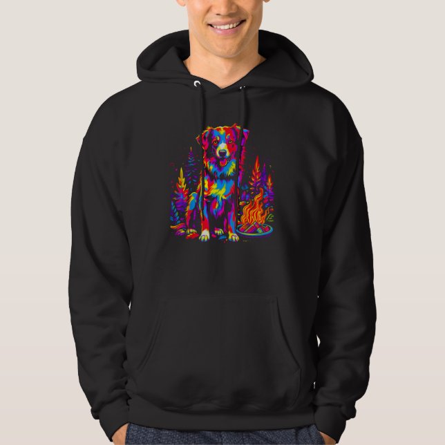 Dog Australian Shepherd Camping Hoodie (Front)