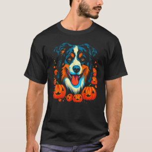 Dog Australian Shepherd Cute Halloween Pumpkin T-Shirt