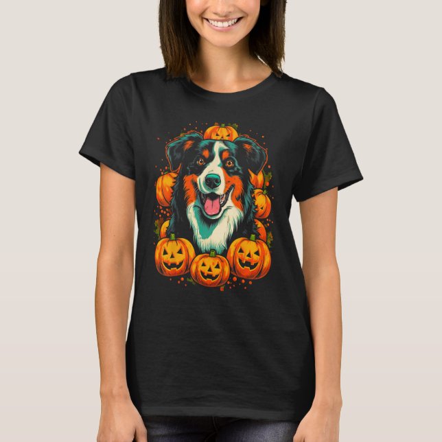 Dog Australian Shepherd Halloween T-Shirt (Front)