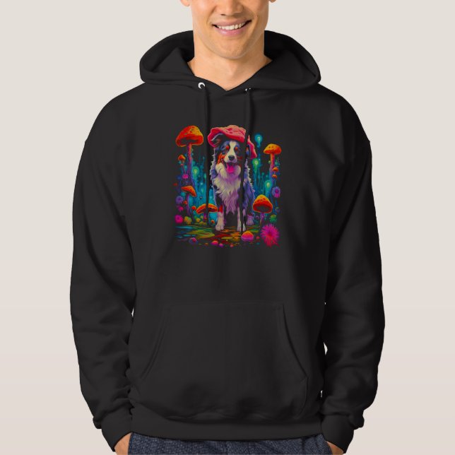 Dog Australian Shepherd Psychedelic Mushroom Hoodie (Front)