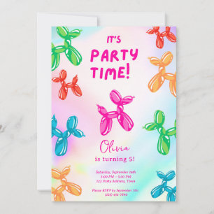 Dog Ballon Kids Birthday Party Invitation