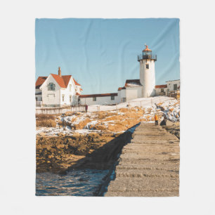 Dog Bar Lighthouse along the ocean coastline of th Fleece Blanket