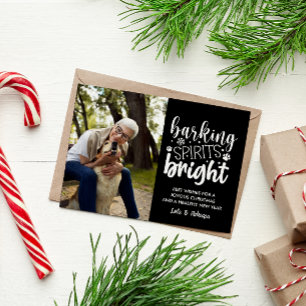 DOG BARKING SPIRIT BRIGHT PET BLACK CHRISTMAS  HOLIDAY POSTCARD