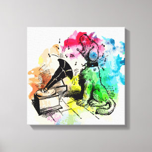 Dog barking to music canvas print
