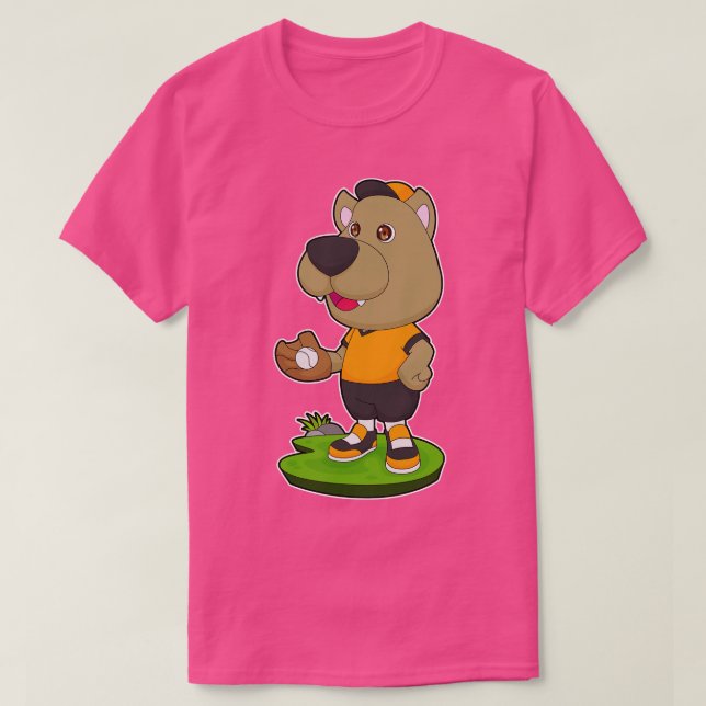 Dog Baseball Baseball glove T-Shirt (Design Front)