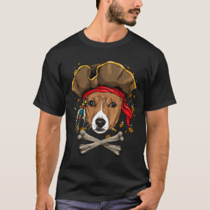 Dog Basenji African Basenji Dog Pirate Jolly Roger T-Shirt