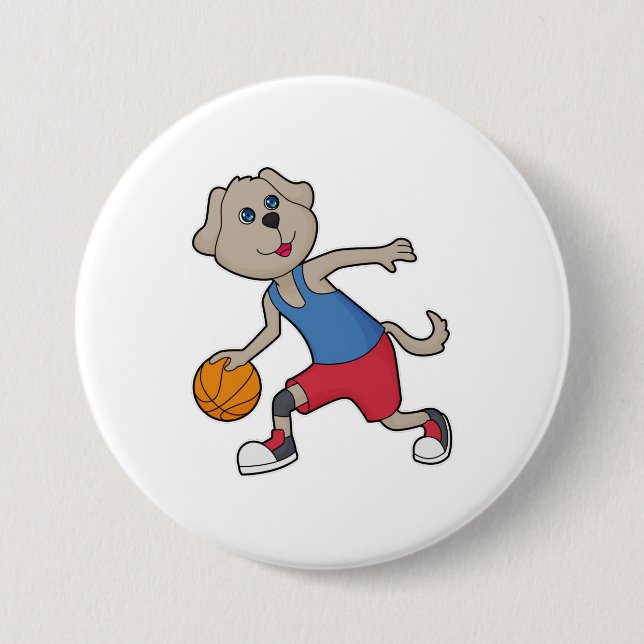 Dog Basketball player Basketball 7.5 Cm Round Badge (Front)