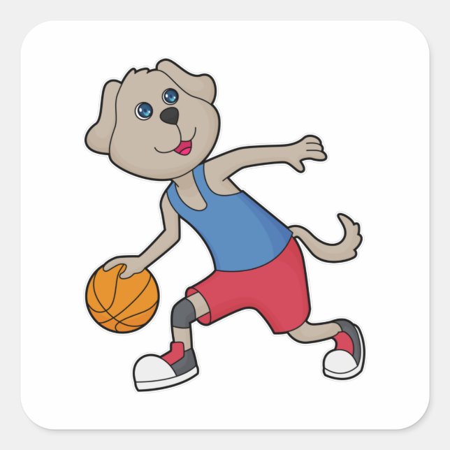 Dog Basketball player Basketball Square Sticker (Front)