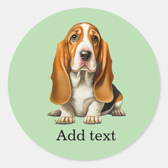 Dog, Basset Hound Portrait Template Classic Round Sticker (Front)