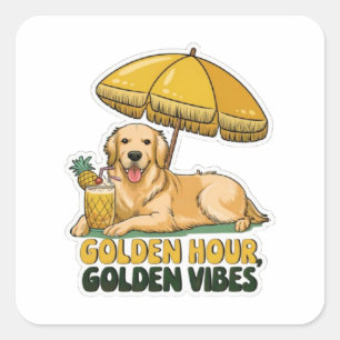 Dog Beach Sticker Golden Retriever with Pina