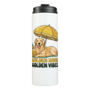 Dog Beach Sticker Golden Retriever with Pina Thermal Tumbler