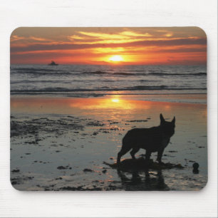 Dog Beach Sunset Mouse Mat
