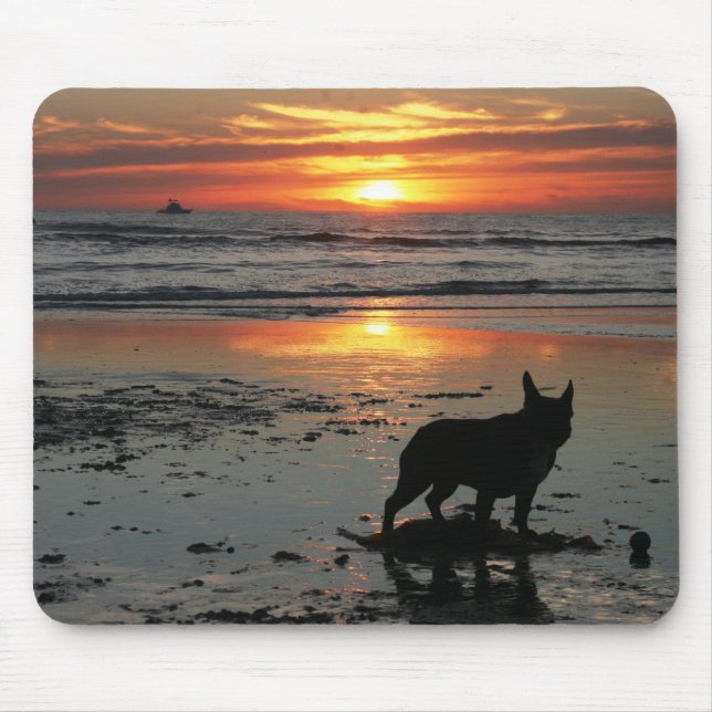 Dog Beach Sunset Mouse Mat (Front)