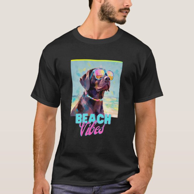 Dog Beach T Shirt Cute Labrador Owner Tee Gift Fun (Front)