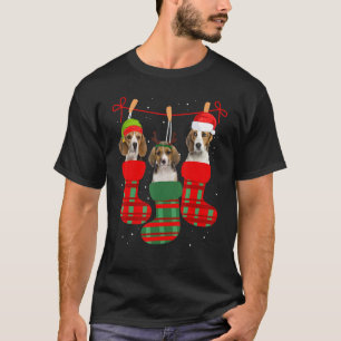 Dog Beagle Christmas Socks Xmas Pajama Pet Puppy 2 T-Shirt