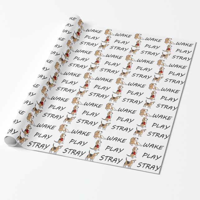 Dog Beagle WAKE PLAY STRAY Wrapping Paper (Unrolled)