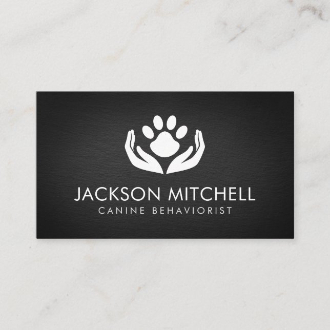 Dog behaviorist Black and white Business Card (Front)