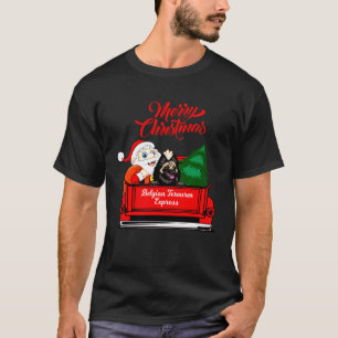Dog    Belgian Tervuren With Santa Claus In Red Pi T-Shirt