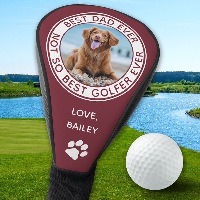 Dog Best Dad Ever Red White Funny Photo Golf Head Cover (Creator Uploaded)