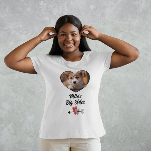 Dog big sister photo personalised  T-Shirt (Creator Uploaded)