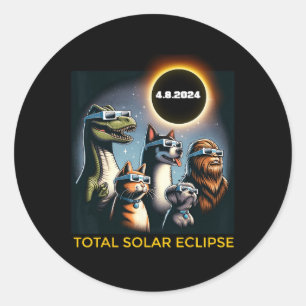 Dog Bigfoot Eclipse Gles Total Solar Eclipse 2024 Classic Round Sticker