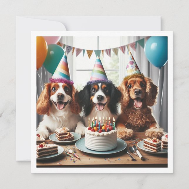 Dog birthday card, Dog Party, Dog birthday  Invitation (Front)