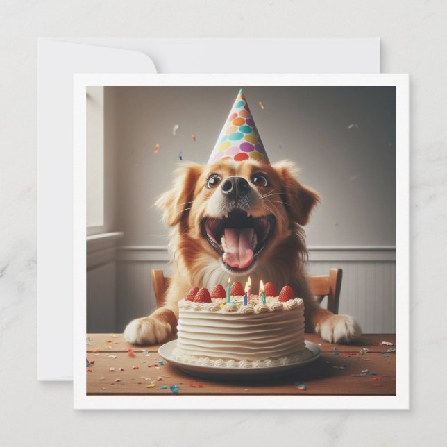 Dog birthday card, Dog Party, Dog birthday  Invitation (Front)